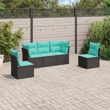 Garden Sofa Set Black PE