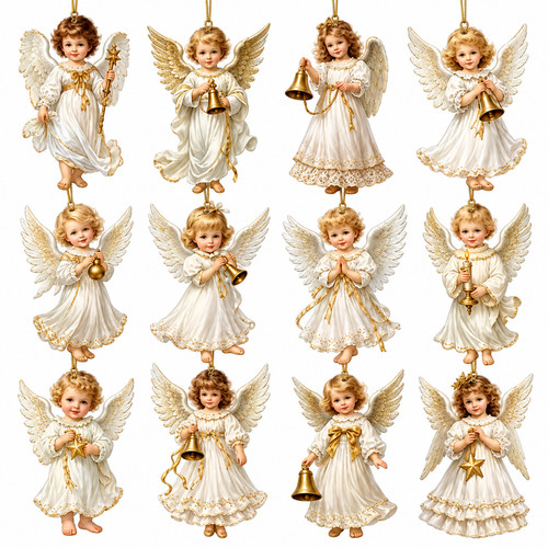 12pcs vintage christmas angel - christmas,