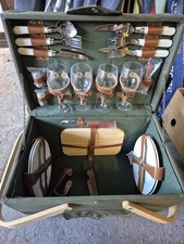 Vintage Large Picnic Hamper for 4 Persons . With all Accessories  VGC