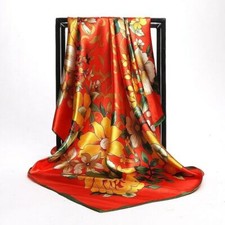 Ladies Square Shawl Satin Boho