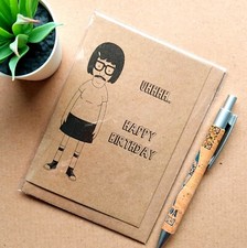 Funny Bobs Burgers Birthday card - Tina Belcher uhh