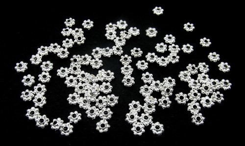 Flower spacer beads - spacer, silver