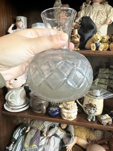 Old cut glass decanter vase - cut,