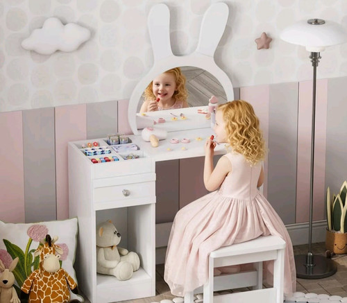 Kids bunny ear vanity table - bunny,