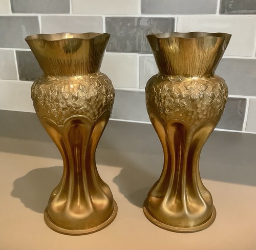 Pair ww1 art nouveau brass - pair, art-nouveau