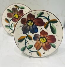 Ceflor-S.L. Manises 2  Floral Decorative Wall Plates From Spain. Earthy Tones