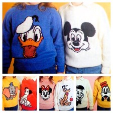 Knitting pattern copy 8 Disney patterns for children & adult sweater 24-44" #29