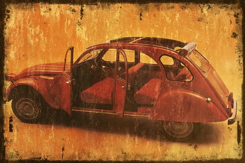 Citroen 2cv aged look vintage - citroen,