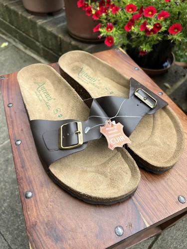 Autenti brown leather - leather, sliders