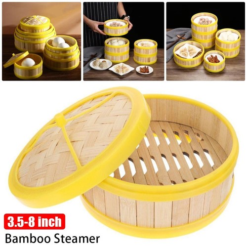 1pcs with lid bamboo - bamboo, steamer