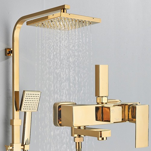 Gold bathroom exposed - exposed, shower