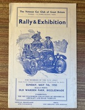 Veteran Car Club Biggleswade Rally programme, 7th May 1950. Shuttleworth 