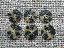 6 x Brown Mottled 4 Hole Buttons 20mm Vintage Cardigan Coat Aran Jumper Crafts