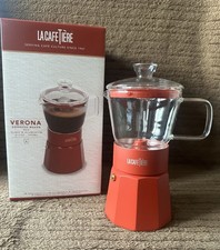 La Cafetiere Verona Glass Espresso Maker 6 Cup Red, Gift Boxed