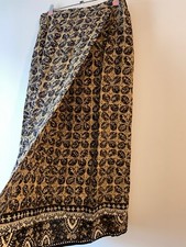 Bohemian Skirt 12 Wrap Style Brown Floral Long DEFECT Vintage Boho Work Retro