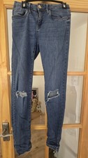 Size 10 Womens Blue Denim Jeans Ripped Look River Island