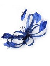 Ladies Hair Fascinator Coiled Net & Feather Clear Comb Pink Navy Wedding Proms