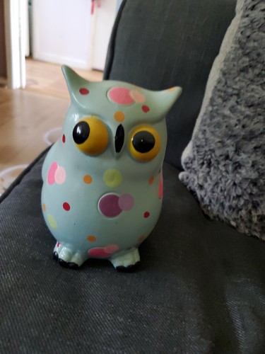 Light blue ceramic owl - blue,