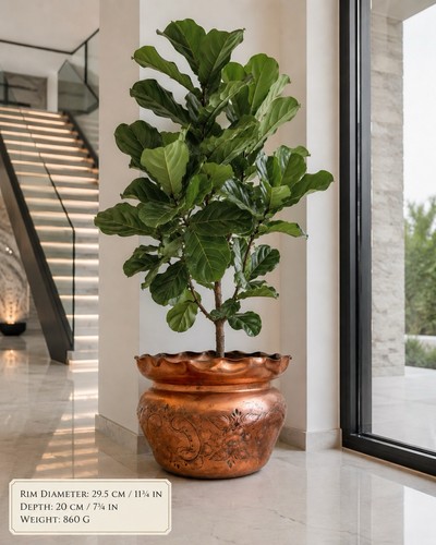 Vintage ornate copper planter - vintage,