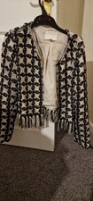 H&M Women's Blazer Jacket. Black and White Crochet Pattern.