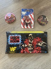 Legion Of Doom WWF Vintage Pencil Case And Pin Badges