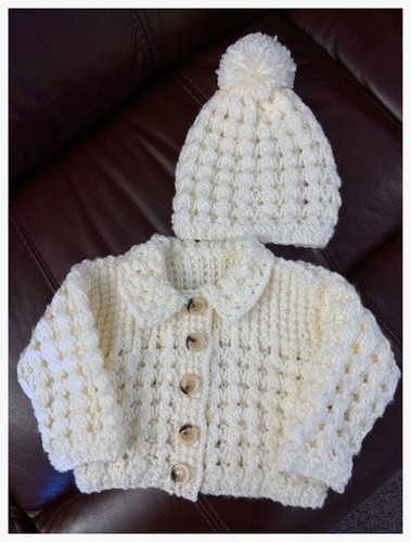 Aran baby coat and - coat, hat