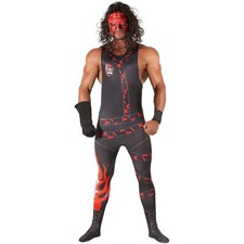 Official Mens WWE Classic Kane Costume Wig Adult Wrestling Wrestler Fancy Dress