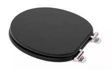 18" MDF Toilet Seat Universal Bathroom Quick Easy Fit & Clean Black Wooden