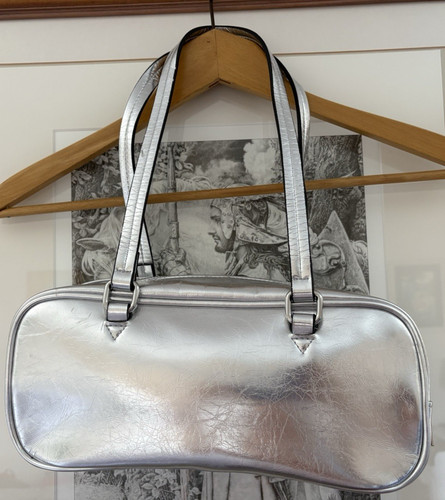 Silver coloured hand bag - silver,