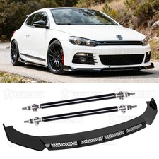 Grille Front Bumper Lip Spoiler Body Kit + Strut Rods For VW Scirocco 2009-2017