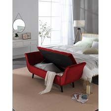 Red Velvet Tufted 65" Storage