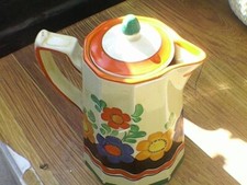 WADE COFFEE POT - ART DECO  HANDPAINTED