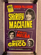 Vintage 1977 Shirley Maclaine/Paul Melba/Buddy Greco - London Palladium poster