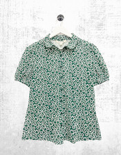 Ex Seasalt Women’s Short Sleeve Jersey Shirt in Green Field Floral