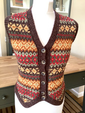 Hand knitted fairisle sleeveless cardigan size XS/S
