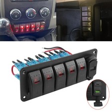 5 Gang Red LED Rocker Switch