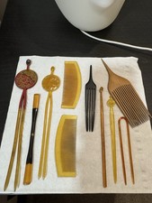 Job Lot Collection (10), JAPANESE Celluloid Wood HAIR ACCESSORIES KUSHI KANZASHI