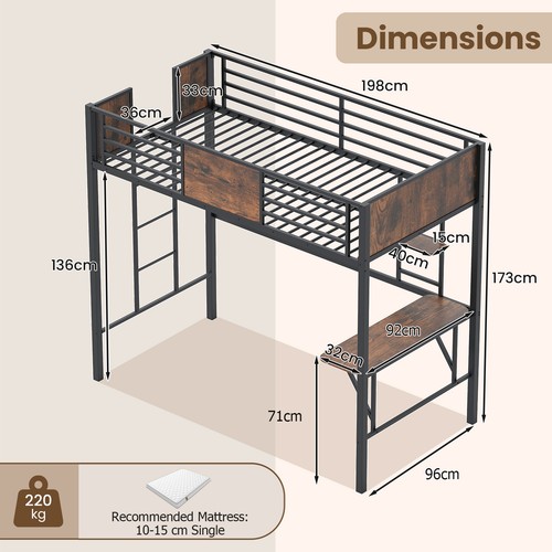Loft bed single - loft, desk