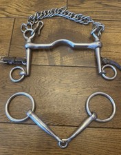 S/S 5.25” Weymouth & 5 1/2” Bradoon Double Bridle Bits With Curb Chain