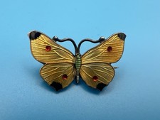 Stunning Hallmarked Silver & Yellow Enamel Butterfly Brooch By John Aitken, 1914