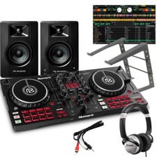 Numark Mixtrack Pro FX, M-Audio BX3 Speakers, Laptop Stand & HF125 Headphones
