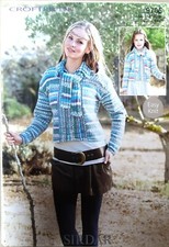 New Original Sirdar Crofter DK/adults Cardigan &scarf Knitting Pattern 9706
