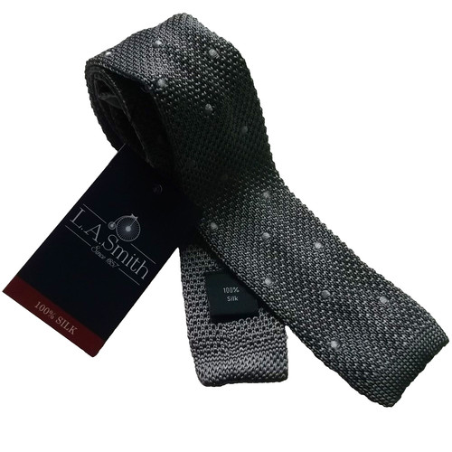 Grey knitted neck tie 100 - knitted,