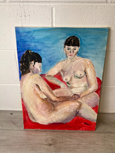 Vintage oil canvas - oil,