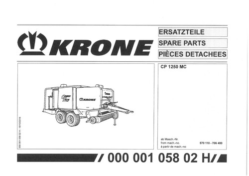 Krone round baler cp1250mc - round,