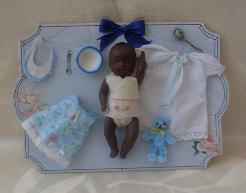 Antique inch black baby - inch, doll