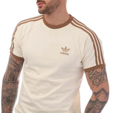 adidas Originals Mens T Shirt Cream Brown M L XL 3 Stripe Trefoil JP0762