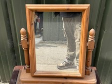 VINTAGE FRAMED WOOD WOODEN SWING MIRROR PIN BATHROOM TILT MAKEUP