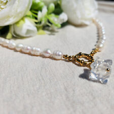 Freshwater Pearl and Clear Quartz Necklace Merkaba Necklace Pearl Necklace Gifts