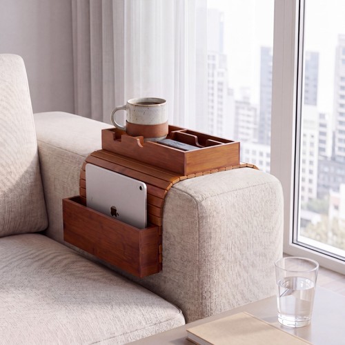 Bamboo sofa arm tray - tray, drinks